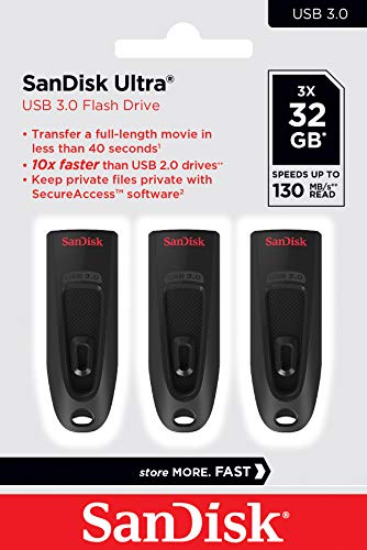SanDisk SDCZ48-032G-GAM46T Ultra 32GB USB-stick USB 3.0 tot 100.MB/s - 3-pack, Zwart - Image 3