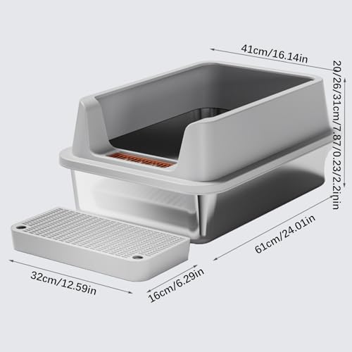 Arenero para gatos de acero inoxidable semi cerrado 25.59L x 12.99W x 11.81H miniatura 5