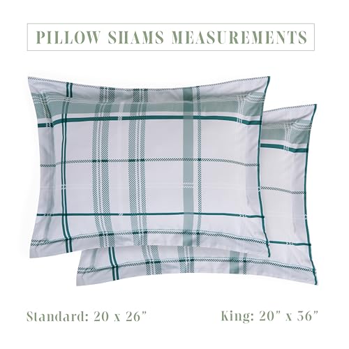 Image of Elegant Comfort 8-Piece Lodge Plaid Reversible Comforter Set - All Season Bed in a Bag, 4-Piece Sheet Set Featuring Smart Pockets, Matching Shams and Decorative Pillow, Twin /Twin XL, Sage
