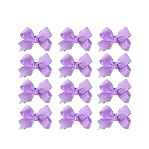 Image of Small Solid Bow for Girls - Set of 12 (Lavender)