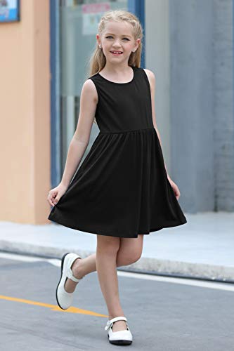 GORLYA Cute Girl's Summer Casual Party A-line Midi Tank Dress with Pockets for 4-14T Kids4