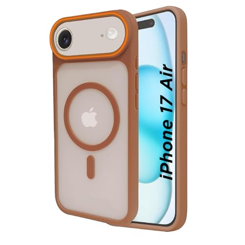 Image of AIBEX Magnetic Compatible Shockproof Case for iPhone 17 Air - Slim Protective Back Cover with Camera Lens Protection, Strong Magnetic Support, Anti-Slip Grip, Military Grade Drop Protection (Brown)