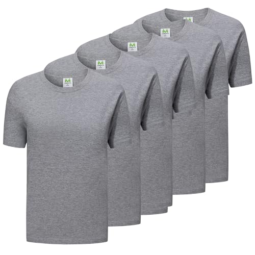 Confezione da 5 Pezzi - Maglietta a Maniche Corte 100% Cotone - 5-TS135, Grigio, L