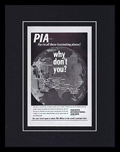 1967 PIA Pakistan Intl Airlines Framed 11x14 ORIGINAL Vintage Advertisement