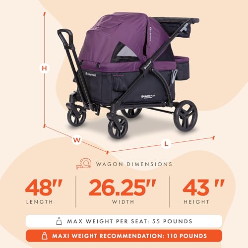 Image of Baby Trend Navigator Plus 2-in-1 Stroller Wagon, Dash Plum