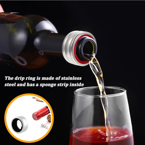 CULEO Recogegotas para botellas,4 anillos de vino de franela de acero inoxidable, accesorios para vino, anillos de goteo - imagen 3