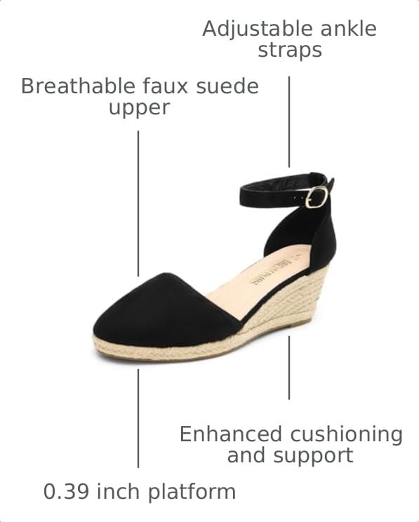 Image of DREAM PAIRS Women's Espadrilles Closed Toe Ankle Strap Dressy Platform Wedge Sandals