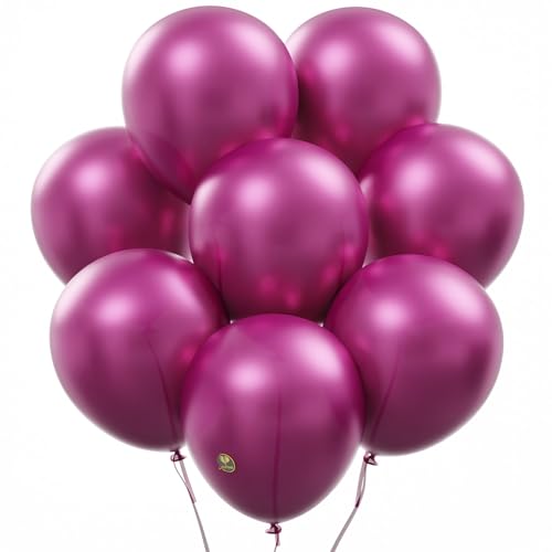 Image of AFTERLOON Natural Rubber Latex Mini Balloons 50 pcs Pearlized Fuchsia 5 Inch, Plastic-Free Alternative Pearlescent Durable Thickened Extra Strong Helium Float, Baby Shower Garland Wedding Decorations