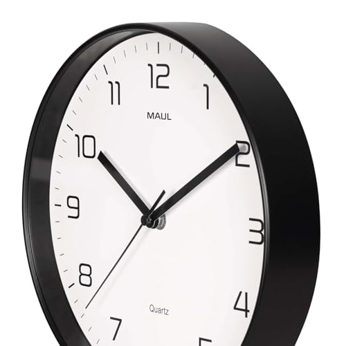 MAUL MAULdrip 壁掛け時計 25cm ラウンド ブラック プラスチックフレームとミネラルガラスクォーツ [5]