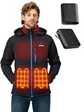 ORORO Men's 4-Zone Heated Jacket (Black, XLT) and Extended Runtime Battery
