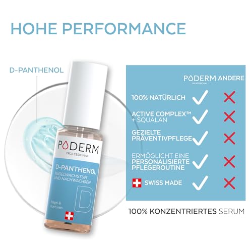 Poderm 5 in 1 Nagel Booster Serum - D-Panthenol | Stärkende Pflege für Fragile Nägel - 6 ML | Fördert das Wachstum & Begrenzt Bruch | 100% Natürlich - Entwickelt von einem Podologen in der Schweiz