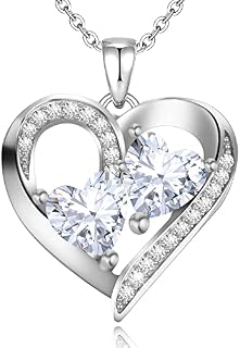 Gifts for Women, 925 Sterling Silver Heart Pendant Necklaces for Women, Birthday Gifts for Her with Gift Box