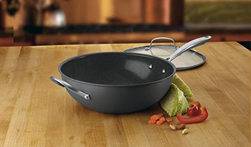 Image of Cuisinart GG26-30H GreenGourmet Hard-Anodized Nonstick Stir-Fry Wok with Glass Cover 12-Inch