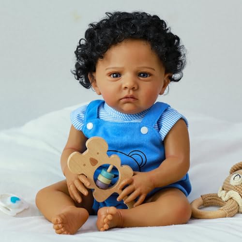 Muñeco Reborn Bebé Negro Realista 20 Pulgadas miniatura 3
