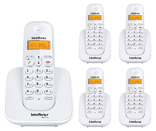 Kit Telefone sem fio TS 3110 Com 4 Ramal Adicional Intelbras Branco Dect 6.0