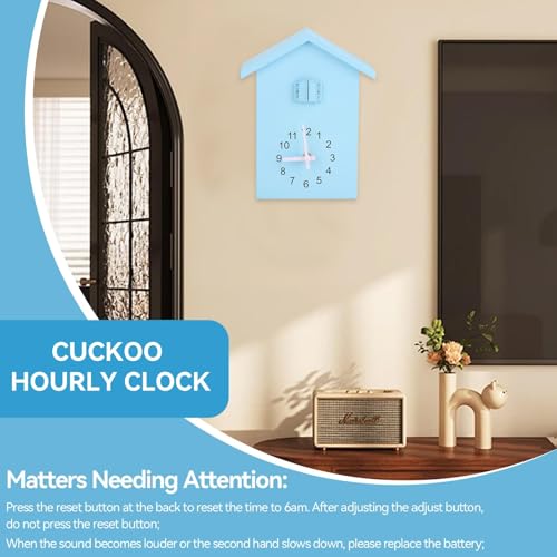 HERCHR Moderne Kuckucksuhr, Birdhouse blau Wanduhr Kuckucksuhr aus dem Fenster, Kleiner Vogelstunden Uhr für Zuhause Wohnzimmer Küche Büro Dekor