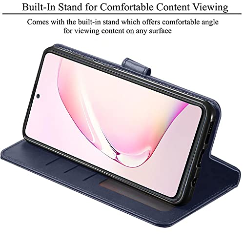 TheGiftKart Samsung Galaxy Note 10 Lite Flip Back Cover Case | Dual-Color Leather Finish | Inbuilt Stand & Pockets | Wallet Style Flip Back Case Cover for Samsung Galaxy Note 10 Lite (Blue & Brown)