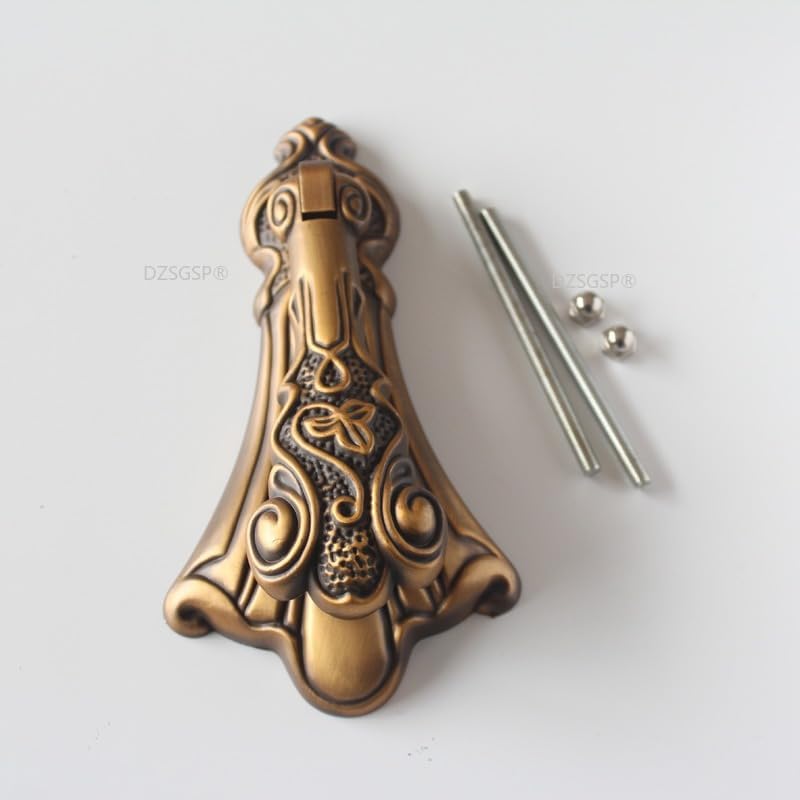 Antique Knock Ring Handle Retro European Printed Knocker Coffee Bronze Door Knocker Knob Door Peep Hole Decor Furniture Hardware - (Color: Coffee)