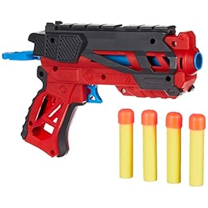 Amazon Brand – Jam & Honey Battle Blaster Toy Guns, Red, with Soft Foam Bullets