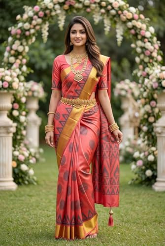 Image of VFCollections - POchampally Kalamkari Pattu Cotton SIlk Saree with Blouse Piece For Women