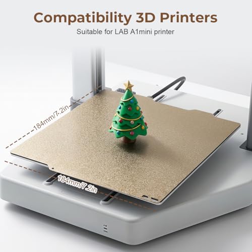 Image of Serplex Double Sided PEI Spring Steel Build Plate for LAB A1 Mini 3D Printer, Flexible Heated Bed Sheet with High Temperature Resistant Coating for PLA PETG ABS ASA Filament, Easy Release, 184x184 mm