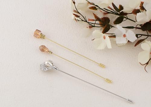 Image of Alilang 3Pcs Vintage Style Hat Lapel Brooch Pins with Flexible Bendable Design for Secure Fit on Hats, Scarves, and Suits