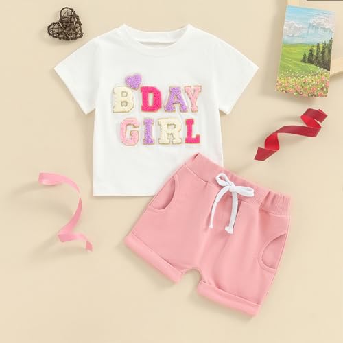 Toddler Baby Boy Girl Birthday Outfit T-Shirt Top Shorts Infant Kids Summer Clothes2