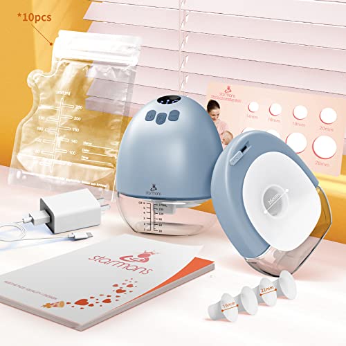 Starmons Double Wearable Breast Pump, Portable Breast Pump, Hands-Free Electric Breast Pump With 3 Pumping Modes & 9 Suction Levels, Breastfeeding Pump For Travel Office Outdoor #TOP1