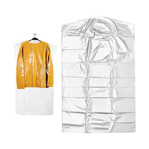 Hemoton 50pcs Clear Plastic Garment Bags for Clothes Storage Dust for Suits Coats Washable Reusable Clothing for Home Hotel and Shop Use