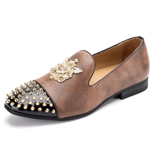 Image of Meijiana Mens Velvet Loafers Dress Shoes with Metal Embellishments Party Luxury Loafer Shoes