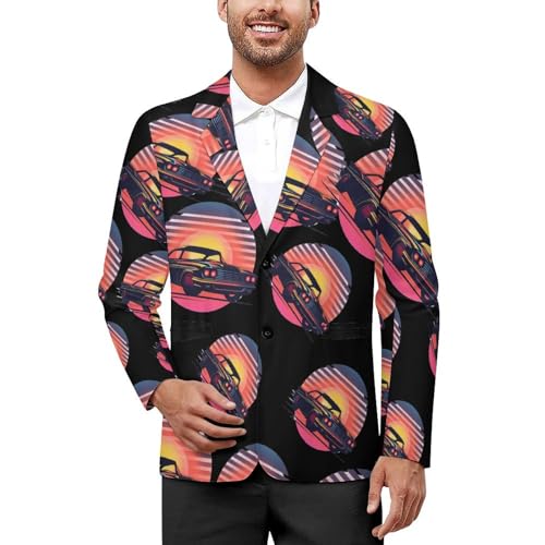 Classic Sport Car Mechanic Driver Race Mens Casual Blazer Button Suit Jacket Lightweight Sport Coat for Work Business