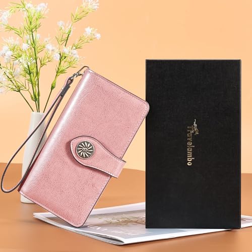Image of Travelambo Women's Wallet RFID Blocking Credit Card Holder Large Capacity Wristlet Leather Wallets Purse