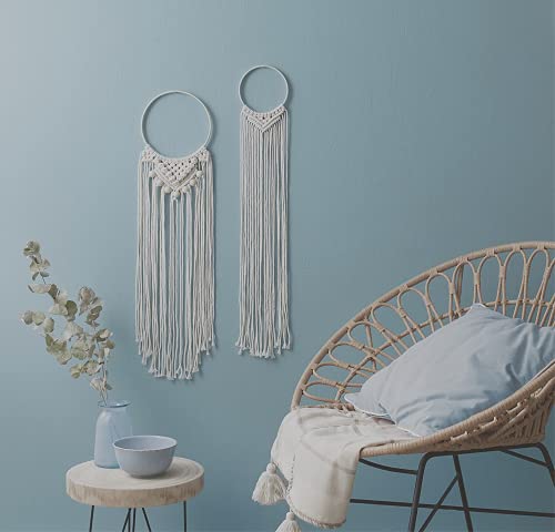 Kit macramé pared con instrucciones y materiales para tejer dos aros colgantes boho 3