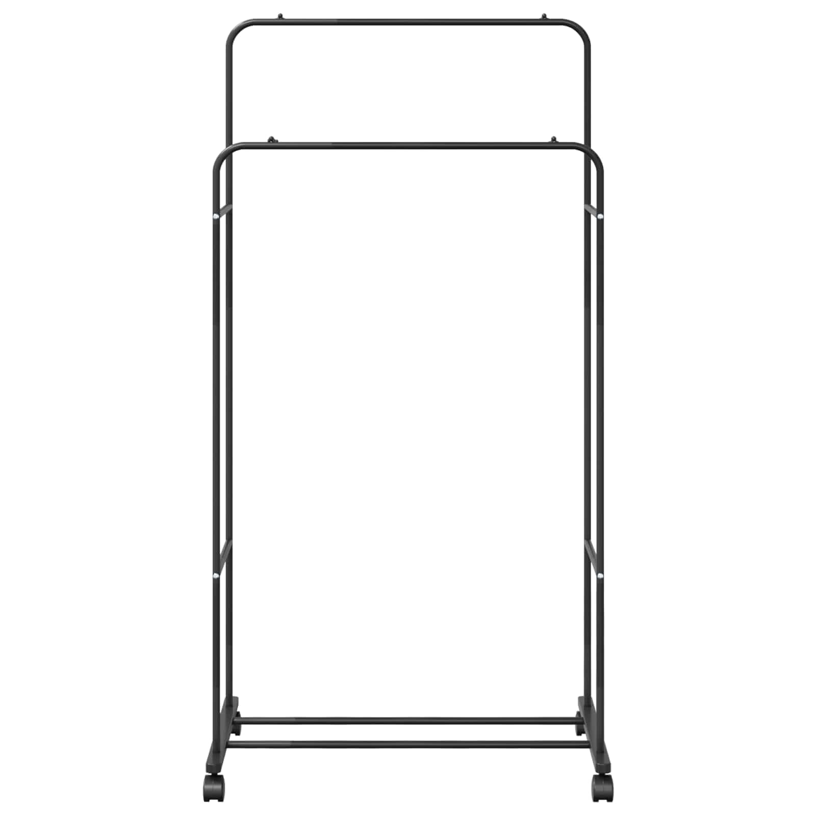 Kleiderständer Kleiderstange Garderobenständer Metall freistehend Schwarz 80 x 53 x 156 cm stabil platzsparend für Schlafzimmer Flur Wohnzimmer mit Rollen tragbar vielseitig