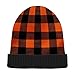 QGBYMX Winter Beanie Plaid Fabric Orange Black for Men Women – Fashion Design, Unisex Soft Warm Knit Hat Ski Stocking Cuffed Cap