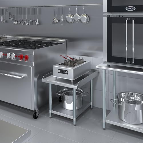 Image of AmGood Stainless Steel Equipment Stand - Heavy Duty, Commercial Grade, with Undershelf, NSF Certified (30 inch Width x 24 inch Length)