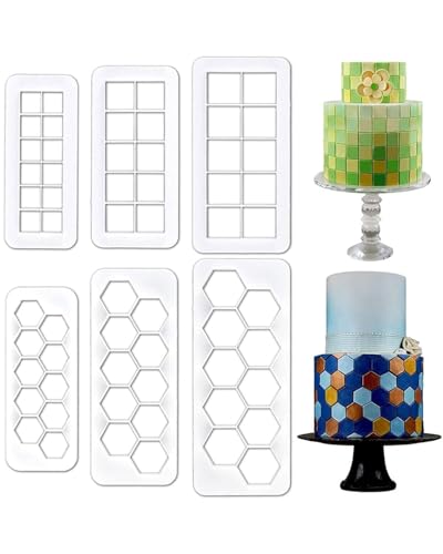 JUKOTA Set Tagliabiscotti 6 Pezzi Tagliabiscotti Esagono Taglierina per Biscotti Calcio Tagliapasta Quadrati per Torta Tagliabiscotti Geometrici per Biscotti Fondente Decorazione Della Torta
