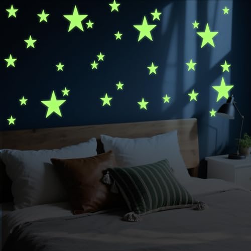 27 Stück Leuchtsterne Groß Leuchtende Stern Aufkleber Leuchtsterne Selbstklebend Sternenhimmel Wandsticker 3 Größen für Wände und Decken Deko