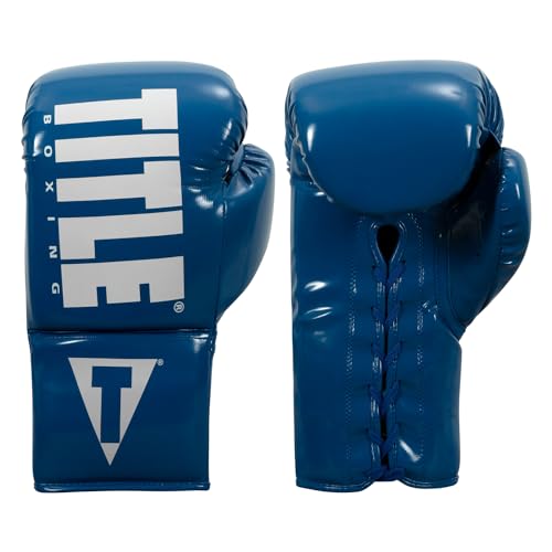 TITLE Boxing Inferno Intensity Lace Training Gloves (Blue/White, 16 oz)