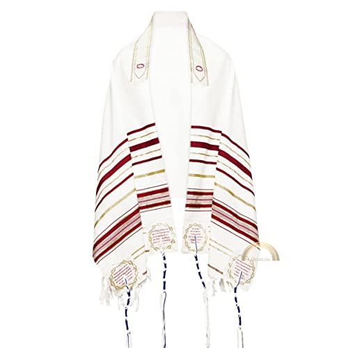 The Blood Of Yeshua The Messiah, Messianic Tallit Prayer Shawl- Red 72"x 22" Jewish Prayer Shawl with Bag, Scripture Corners & Hebrew Prayer2