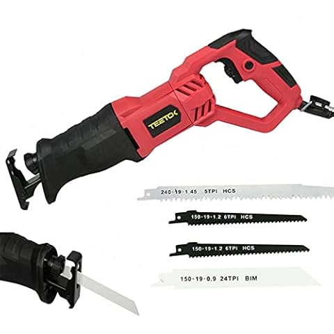 Powerful Tool 710W Reciprocating Saw 240V with Rotary Handle+/-180° Rotary Hand Held Reciprocating Electric Sabre Saw Variable Speed, Tool-Free Blade Change for Cut Wood, Plastic and Soft Metal Cover