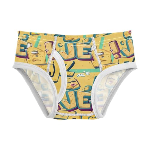 visesunny Boys Potty Training Underwear Abstract Text Emoticon Breathe Cotton Briefs Size 2T-8Y for Toddler