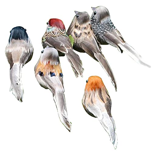 LjzlSxMF Pájaros de Pluma Artificiales Clip Colorido en pájaros de Espuma Falsa Garden Garden Figurines Ornament 6pcs Cover