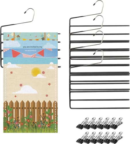 4 Pack Garden Flag Hangers with 12 Stands Large Yard Flag Holder Garden Flag Holder for Holiday Themed Displays Multi-Tier Outdoor Organizer for Flags Clothing Jeans Trouser Pants Hangers