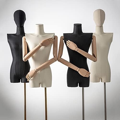 Torso Mannequin Stand, Female Mannequin Torso, Clothing Store Half Body Woman Dress Form, Height Adjustable Shop Window Display Frame,B1 Black-Black