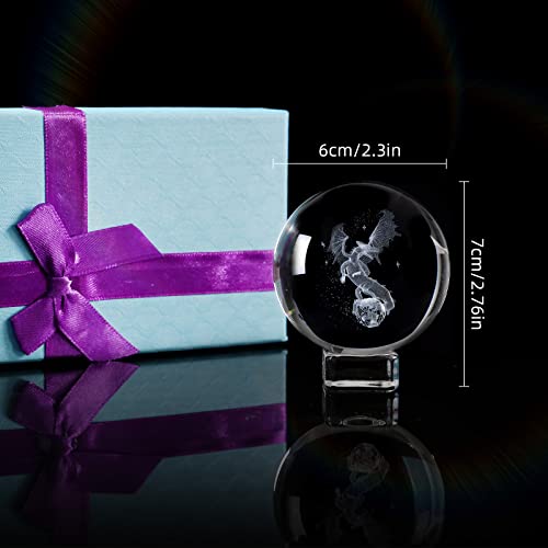 Ohiyoo 3D Crystal Ball Dragon Engraved Gifts Dragon Glass Ornaments for Collectible Figurines Gift Home Ornaments (60mm) - Image 2