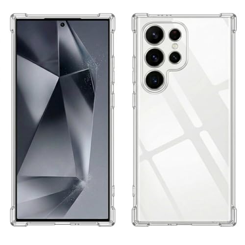 Image of Fashionury 3D Raised Transparent Crystal Clear Back Cover for Samsung Galaxy S25 Ultra | Shockproof Design | Anti-Slip Grip | Camera Protection | 360 Degree Protection Mobile Case