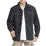 Sdeycui Men's Camo Shirt Jacket Long Sleeve Button Down Camouflage Coats with Pockets