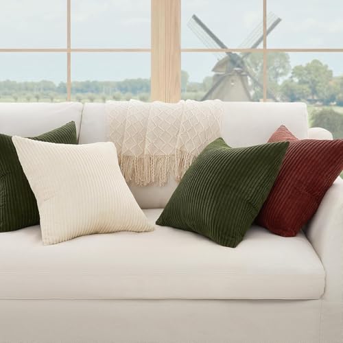 Housse de coussin 40x80 vert olive en velours doux pour dos sensible - 4