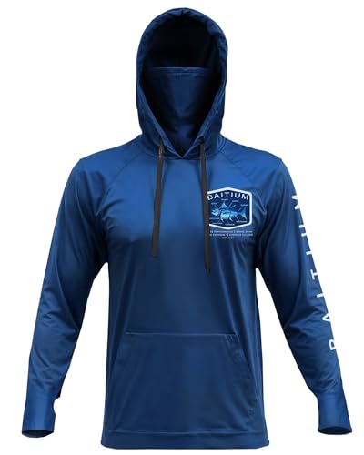 Fishing Shirts for Men,UPF50 Hooded Long Sleeve with Gaiter, Sun Protection Dry Fit Apparel, Face Mask, Fishing Clothes